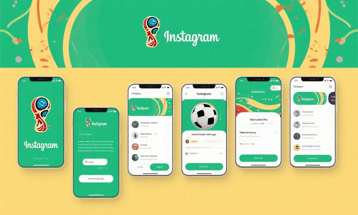 带有统一配色与个人标识的世界杯主题内容封面与社交媒体页面设计